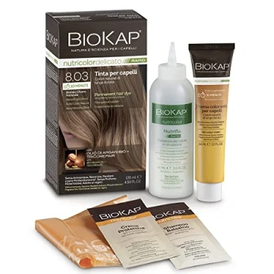 Afbeelding van BIOKAP Nutricolor Doux Rapid, haarkleur zonder ammoniak, maakt het haar zacht, met 10 minuten aanbrenging, 135 ml (8.03 natuurlijk lichtblond)