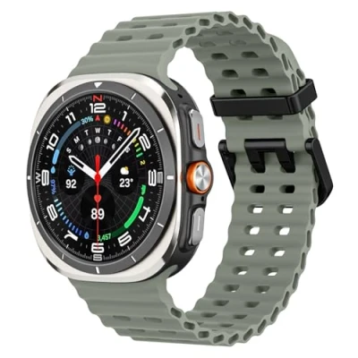 Afbeelding van MoKo Sportarmband compatibel met Samsung Galaxy Watch Ultra 47 mm (2024) voor dames en heren, ademend, zachte siliconen, waterdicht, accessoire