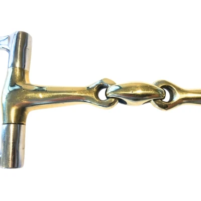 Afbeelding van Pagony D trens Dubbel Gebroken Anatomisch16mm Maat: 13,5 Goud RVS/aurigan