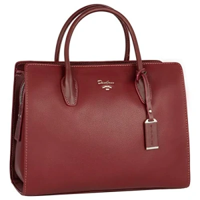 Afbeelding van David Jones Grote handtas voor dames boodschappentas van PU leer tas met meerdere vakken schoudertas stad, werk, elegant, klassiek, modieus, chic, Rood, Chique