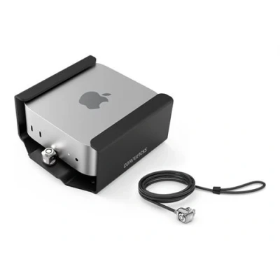 Image de Compulocks Support de sécurité pour Mac Mini avec câble à clé argenté Lit montage système montable sur mur, bureau, sous possible moniteur noir