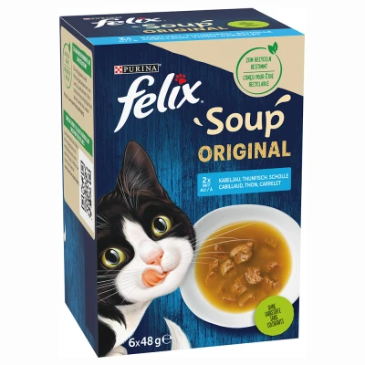 Afbeelding van 6x48g Soup Smaakvariaties uit het water Felix Kattenvoer