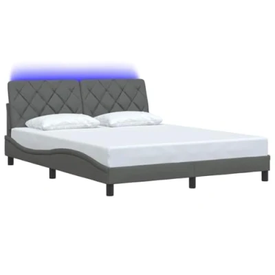 Afbeelding van vidaXL Bedframe met LED zonder matras 160x200 cm stof donkergrijs
