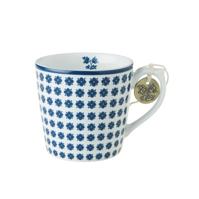 Afbeelding van Laura Ashley Blauw Humble Daisy Set 4 Mini Mugs 0,24l Wit Porselein
