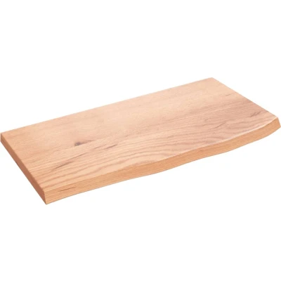 Afbeelding van Wastafelblad 60x30x2 behandeld massief hout lichtbruin