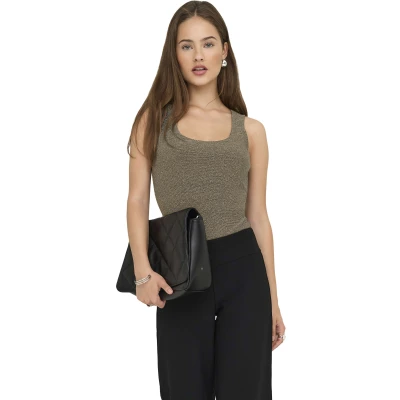 Afbeelding van Only ONLEA GLITTER S/L 2 WAYS Top JRS NOOS Falcon/Gold XL