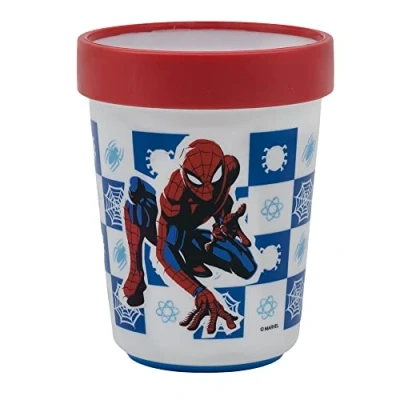 Afbeelding van Stor Premium tweekleurige antislipbeker 260 ml SPIDERMAN ARACHNID GRID