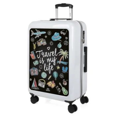 Afbeelding van SKPAT Children&#039;s Travel Suitcases Spel. Middelgrote Koffer en cabinekoffer. Stel resistente lichte reiskoffers in. Set Meisje met Hangslot TSA 133600B, Wit Reizen