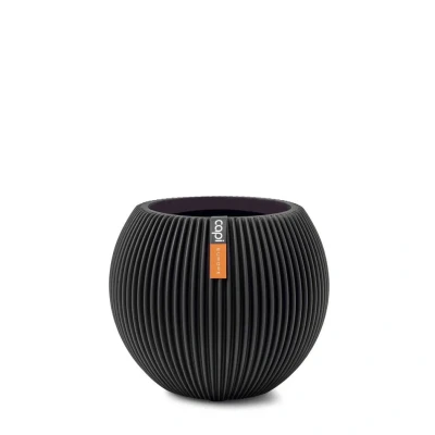 Afbeelding van Vaas bol Groove 10x9 zwart Capi Europe