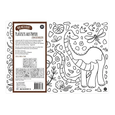 Afbeelding van 12 stuks kleurplacemats, motief: dinosaurus, kleurplaten, dino&#039;s, activiteiten voor kinderen, tafeldecoratie, cadeau idee