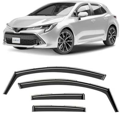 Afbeelding van CLIM ART Autodeflectoren voor/compatibel met Toyota Corolla Hatchback 2020 2024, winddeflector, autospoiler, insteekbaar, 4 stuks