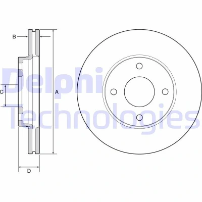 Afbeelding van DELPHI BG4953C Remschijf 262 23 4 Geventileerd Gecoat Semi finished Zonder wiellager, ABS sensorring FORD: Fiesta 7, Mk7 Van