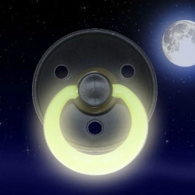 Afbeelding van BiBS Colour Pacifier Glow in the Dark Stage 1 Fopspeen 0+ maanden 2 stuks Blush Night / Vanilla