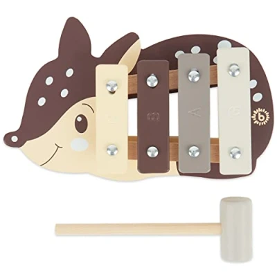 Afbeelding van Bieco xylofoon voor kinderen in hertenvorm, muziekinstrumenten vanaf 1 jaar, schattig muziekspeelgoed baby&#039;s, klokkenspel met hamers,