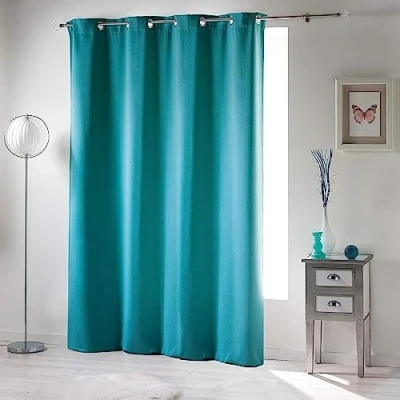 Afbeelding van douceur d&#039;intérieur, Gordijn met ogen (135 x 180 cm), ondoorzichtig, blauw, ondoorzichtig