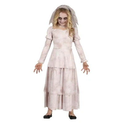 Afbeelding van Guirca Feesten &amp; Gelegenheden Kostuum Verdrietige Spookbruid Hollie Meisje Wit / Beige, Grijs 7 9 jaar Halloween Verkleedkleding