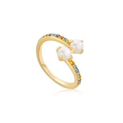 Afbeelding van Ania Haie dames Gemstone Pearl Wrap ring S verguld