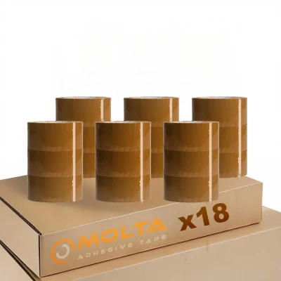 Afbeelding van MOLTA STANDARD BRUINE pakkettape 48 mm x 55 m Pakketplakband Kartontape Verpakkingstape voor pakketten en dozen 18 Rollen ACRYLIC