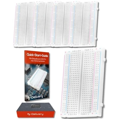 Afbeelding van AZDelivery 5 x Mini Breadboard 400 Pin met 4 Busbars compatibel Arduino en Jumper Wire Kabels Inclusief E Book!