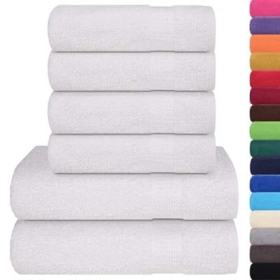 Afbeelding van 6 delige Handdoekenset 360 g/m 100% katoen wit
