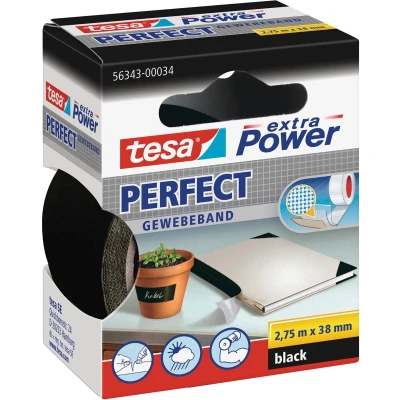 Afbeelding van Tesa extra Power Perfect, ft 38 mm x 2,75 m, zwart textieltape