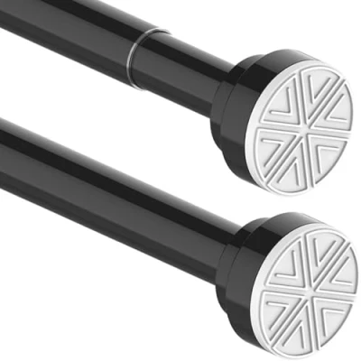 Afbeelding van Douchegordijnstang, telescoopstang, zonder boren, voor kasten, badkamer, kledingkast, 102 260 cm, zwart (diameter 25 mm)