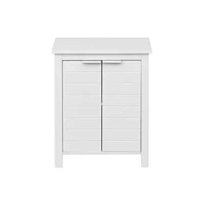 Afbeelding van Rebecca Mobili Badkamerkast op de vloer, bijkeukenkast entree, wit, 2 deuren, modern, vochtbestendig, afmetingen: 60 x 48 30 cm (h b d), art. RE6684