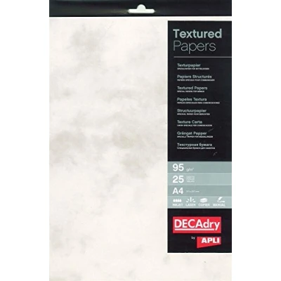 Afbeelding van Apli 015116 25 vellen papier, gestructureerd, 210 mm x 297 mm, marmer, grijs