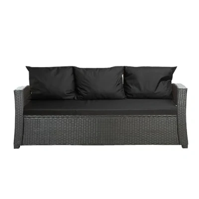 Afbeelding van Setgarden® Buitenkussen voor tuinbank, polyrotan kussen Hollywood schommelbank, zwart, 160 x 60 50 cm