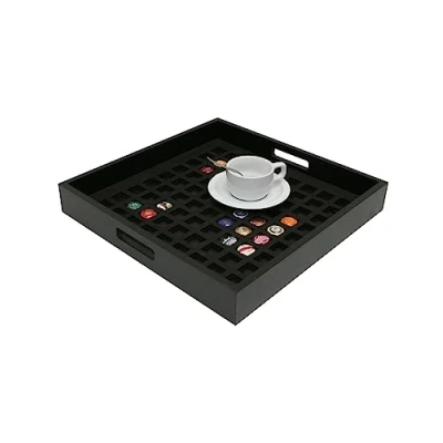 Afbeelding van Deknudt Frames S65TZ2 Fotolijst, dienblad voor champagnemuizen, hout, zwart, 81 stuks, 40 x cm