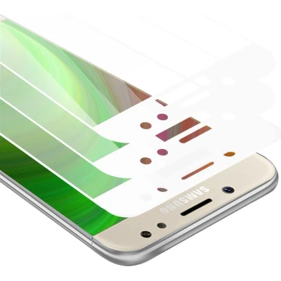 Afbeelding van Cadorabo 3x Screenprotector geschikt voor Samsung Galaxy J7 2018 Volledig scherm pantserfolie Beschermfolie in TRANSPARANT met WIT Getemperd (Tempered) Display beschermend glas 9H hardheid 3D Touch