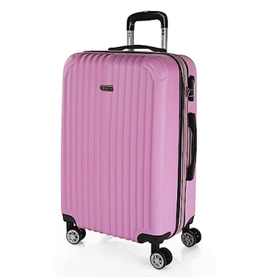 Afbeelding van ITACA Set van 3 trolleykoffers 50/60/70 cm, ABS. Uitbreidbaar. Stijf, bestendig en licht. Telescopische handgreep, 4 wielen, geïntegreerde sleuf. Lage kosten, Roze, Medium: 65/67 cm