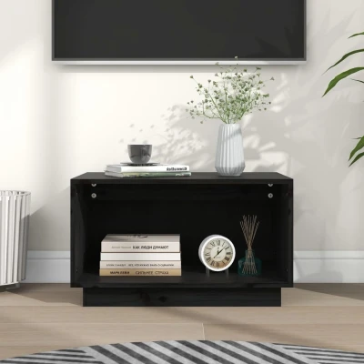 Afbeelding van Tv meubel 60x35x35 cm massief grenenhout zwart