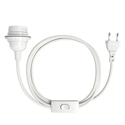 Afbeelding van EAZY CASE E27 fitting met 5 m stoffen kabel, schakelaar, schroefring voor lampenkap en stopcontact, ideale ophanging hanglampen, doe het zelf lampen