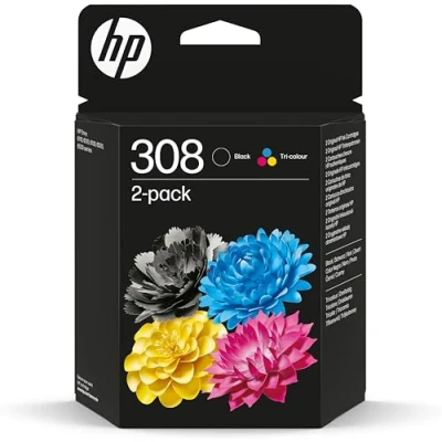 Afbeelding van HP 308 Combo Zwarte/driekleureninktcartridges 2 Stuks (6l6s6ue#301)