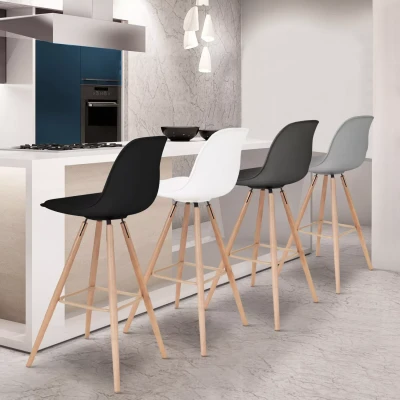 Afbeelding van Lot de 4 tabourets bar SARA mix color gris foncé, clair, blanc et noir