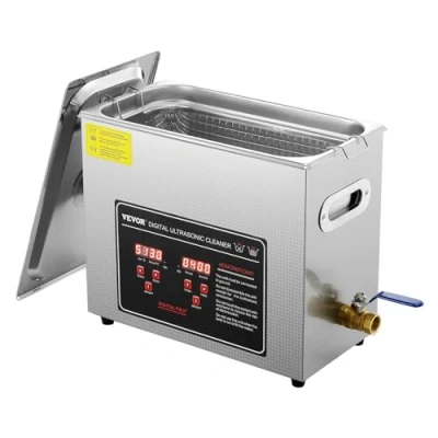 Image de VEVOR Nettoyeur à Ultrasons 6L en Acier Inoxydable Bac Numérique avec Chauffage Temps et Température Réglables Appareil de Nettoyage Ultrasonique pour Bijoux Lunettes Montres Labo Clinique