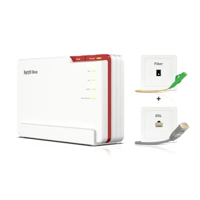 Afbeelding van AVM FRITZ!Box 5690 Pro (Wi Fi 7 Premium Router met triband (2,4 GHz, 5 6 GHz) tot 18,5 Gbit/s, voor glasvezel en DSL poorten, wifi mesh, DECT basis, Duitse versie)