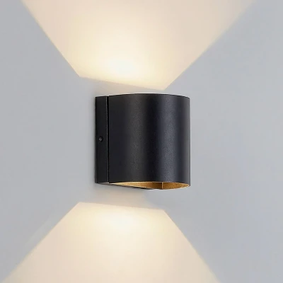 Afbeelding van Lindby LED wandlamp buiten 2lichts aluminium, glas H: 12 cm zwart Inclusief lichtbronnen