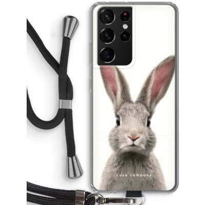 Afbeelding van Case Company® hoesje met Koord geschikt voor Samsung Galaxy S21 Ultra Daisy Telefoonhoesje Zwart Bescherming aan alle Kanten en Over de Schermrand