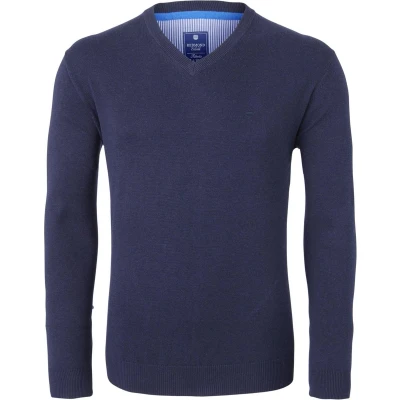 Afbeelding van Redmond heren trui katoen V hals marine blauw Maat: 4XL