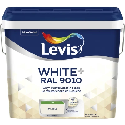 Afbeelding van Levis White+ muurverf mat 5l zuiver wit