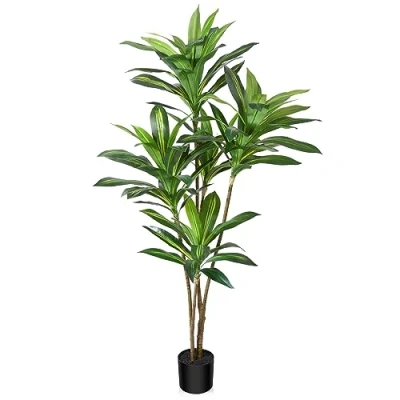 Afbeelding van CROSOFMI Kunstdrakenboom, 150 cm, kunstplanten, voor binnen, in pot, kunstplant, groen, decoratie binnen en buiten, huis, slaapkamer, woonkamer, balkon, binnenplaats, tuin