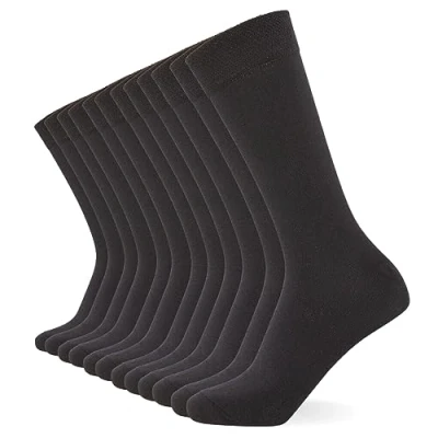 Image de FM London Lot de 10 Chaussettes Unies pour Homme Confortables Anthracite, Bleu Marine et Noir En Coton Adaptées le Travail les Tenues