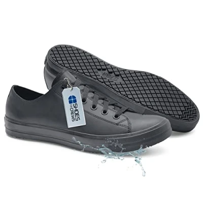 Afbeelding van Shoes for Crews 38649 Delray Uniseks leren schoenen voor dames en heren, zwart.