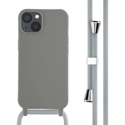 Afbeelding van iMoshion Hoesje Geschikt voor iPhone 13 met koord Color Backcover afneembaar Grijs