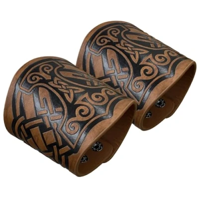 Afbeelding van HiiFeuer 2 stuks Mjolnir Vegvisir retro kunstleren armbanden van Kunstleer, Geen edelsteen