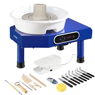 Image de VEVOR Tour de Potier 25 cm Dia. Roue Poterie Électrique 350 W 60 300 tr/min Machine Charge Max. 5 kg d’Argile avec Pédale Bassin Amovible pour Modeler Artisanat Céramique