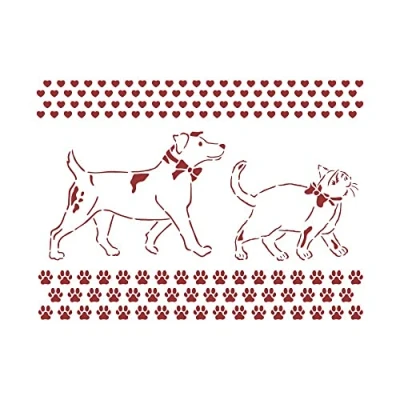 Afbeelding van Stamperia Stencil A5 Daydream Dog and Cat (KSD312) (DISCONTINUED)