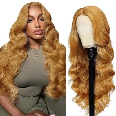 Image de Tuheerst Body Wave Human Hair Wig Blonde 4X4 Lace Remy Glueless Wear and Go with Baby 100% Unprocessed Brazilian Virgin No Smell Tangle for Woman 18 Inch